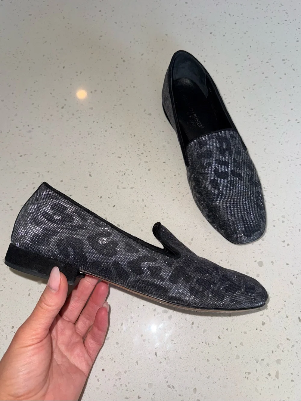 Donald J. Pliner Women's Black Leopard-Print Slip-On Loafers